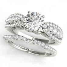 CERTIFIED 18KT WHITE GOLD 1.45 CTW J-K/VS-SI1 DIAMOND BRIDAL SET