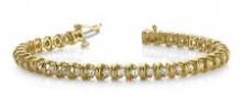 14KT YELLOW GOLD 1 CTW G-H VS2/SI1 WIDE LINK DIAMOND TENNIS BRACELET