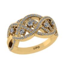 0.75 Ctw SI2/I1Diamond 14K Yellow Gold Engagement Band Ring