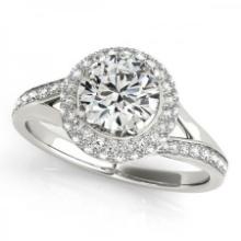 CERTIFIED PLATINUM 0.97 CTW J-K/VS-SI1 DIAMOND HALO ENGAGEMENT RING