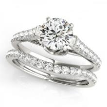 CERTIFIED 18KT WHITE GOLD 1.24 CTW J-K/VS-SI1 DIAMOND BRIDAL SET