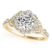 CERTIFIED 18K YELLOW GOLD 1.13 CTW J-K/VS-SI1 DIAMOND HALO ENGAGEMENT RING