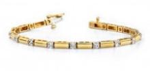 14KT YELLOW GOLD 1 CTW G-H VS2/SI1 DIAMOND AND BAR BRACELET