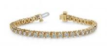 14KT YELLOW GOLD .75 CTW G-H VS2/SI1 PRONG SET DIAMOND STRAND TENNIS BRACELET