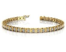 14KT YELLOW GOLD .50 CTW G-H VS2/SI1 CLASSIC ILLUSION DIAMOND TENNIS BRACELET