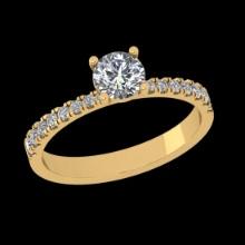 0.90 Ctw SI2/I1 Diamond 18K Yellow Gold Engagement Ring
