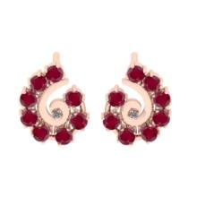 0.63 Ctw VS/SI1 Ruby and Diamond 14K Rose Gold Stud Earrings (ALL DIAMOND ARE LAB GROWN)