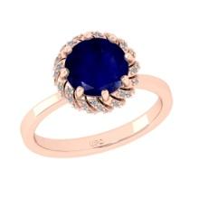 2.25 Ctw VS/SI1 Blue sapphire and Diamond Prong Set 14K Rose Gold Engagement Ring
