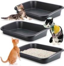 Uiifan 3 Pcs Low Entry Senior Cat Litter Box Large Size Pet