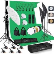 MSMK Photography Lighting Kit 8.5x10ft Backdrop Support System and LED Softbox Set