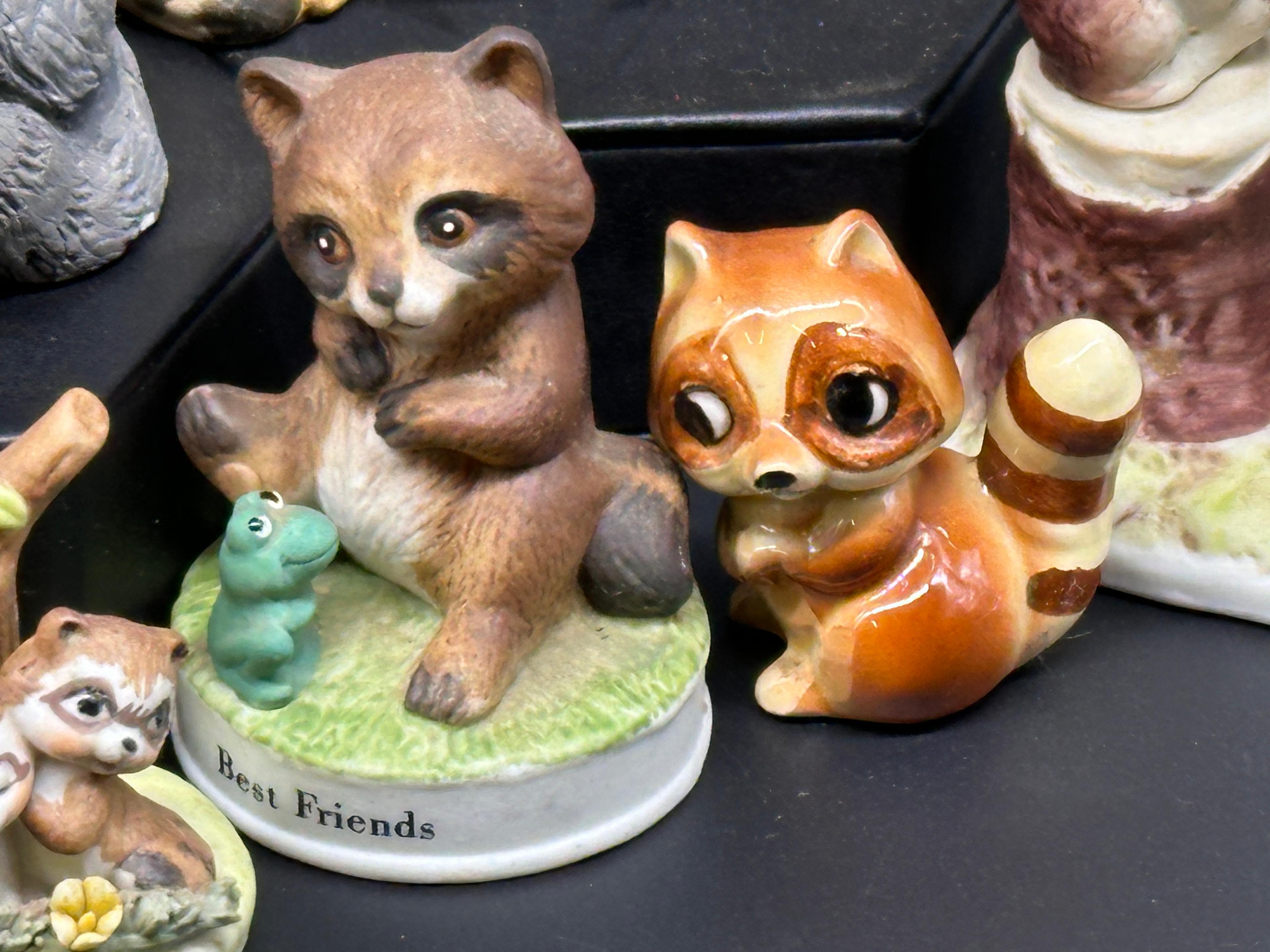 Assortment of Raccoon Collectible Figurines and More