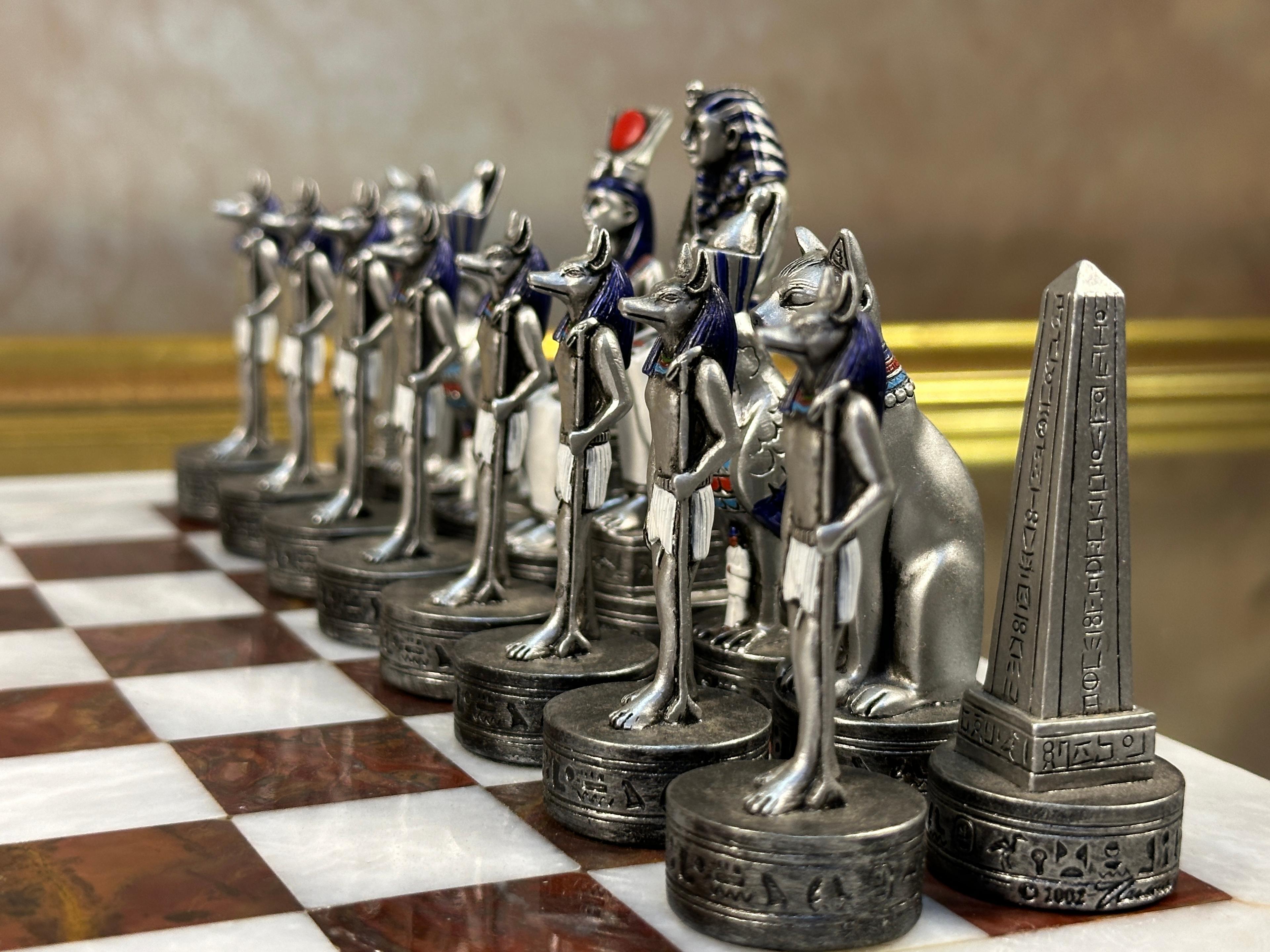 Egyptian Chess Set With Marble Chess Board