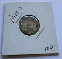 1915-S BARBER DIME COIN