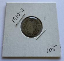 1910-S BARBER DIME COIN