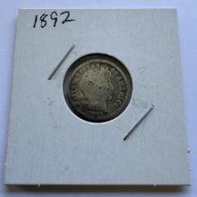 1892 BARBER DIME COIN