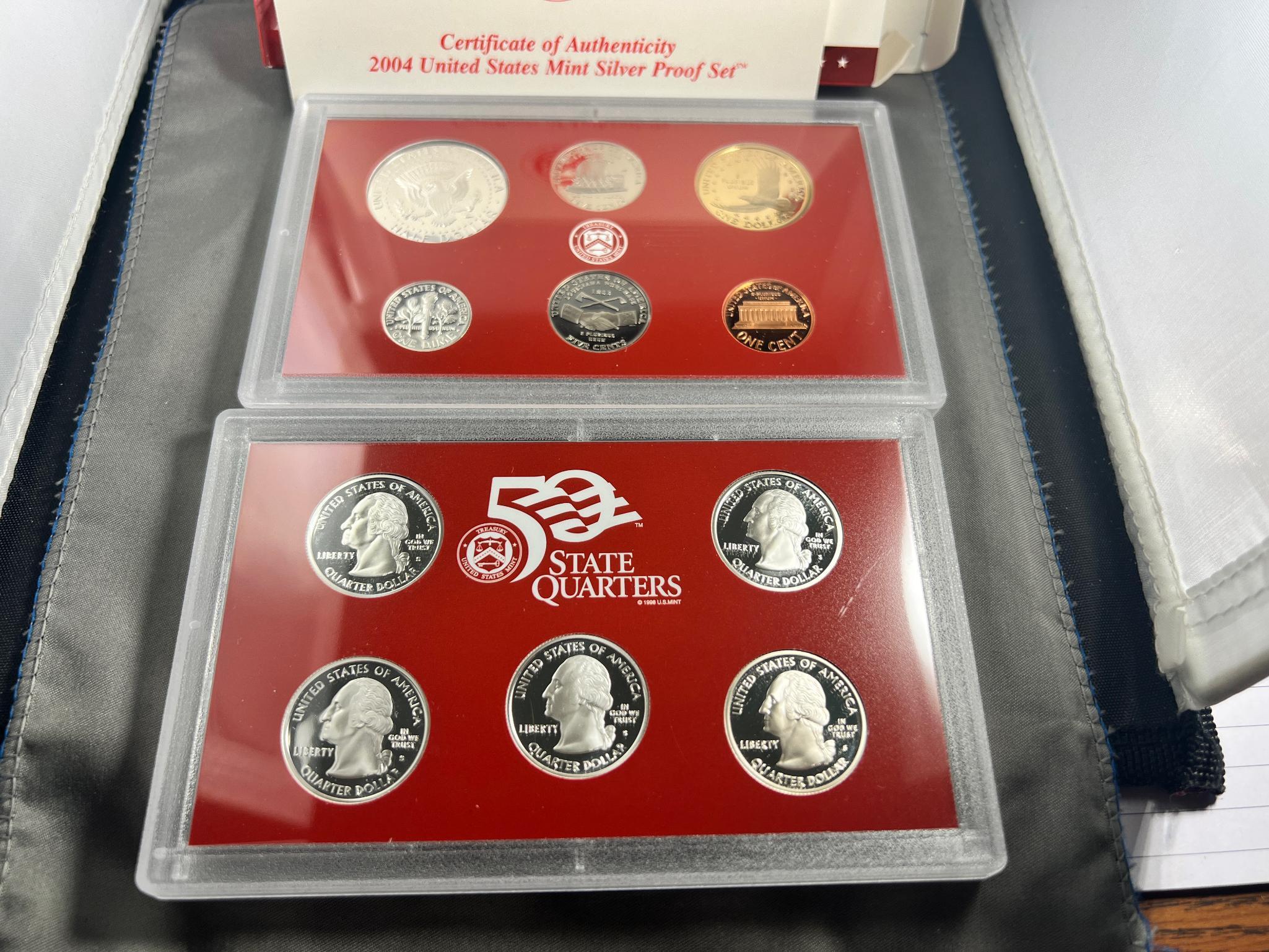 SILVER 2004-S Complete Proof Set w/ silver statehood quarters included