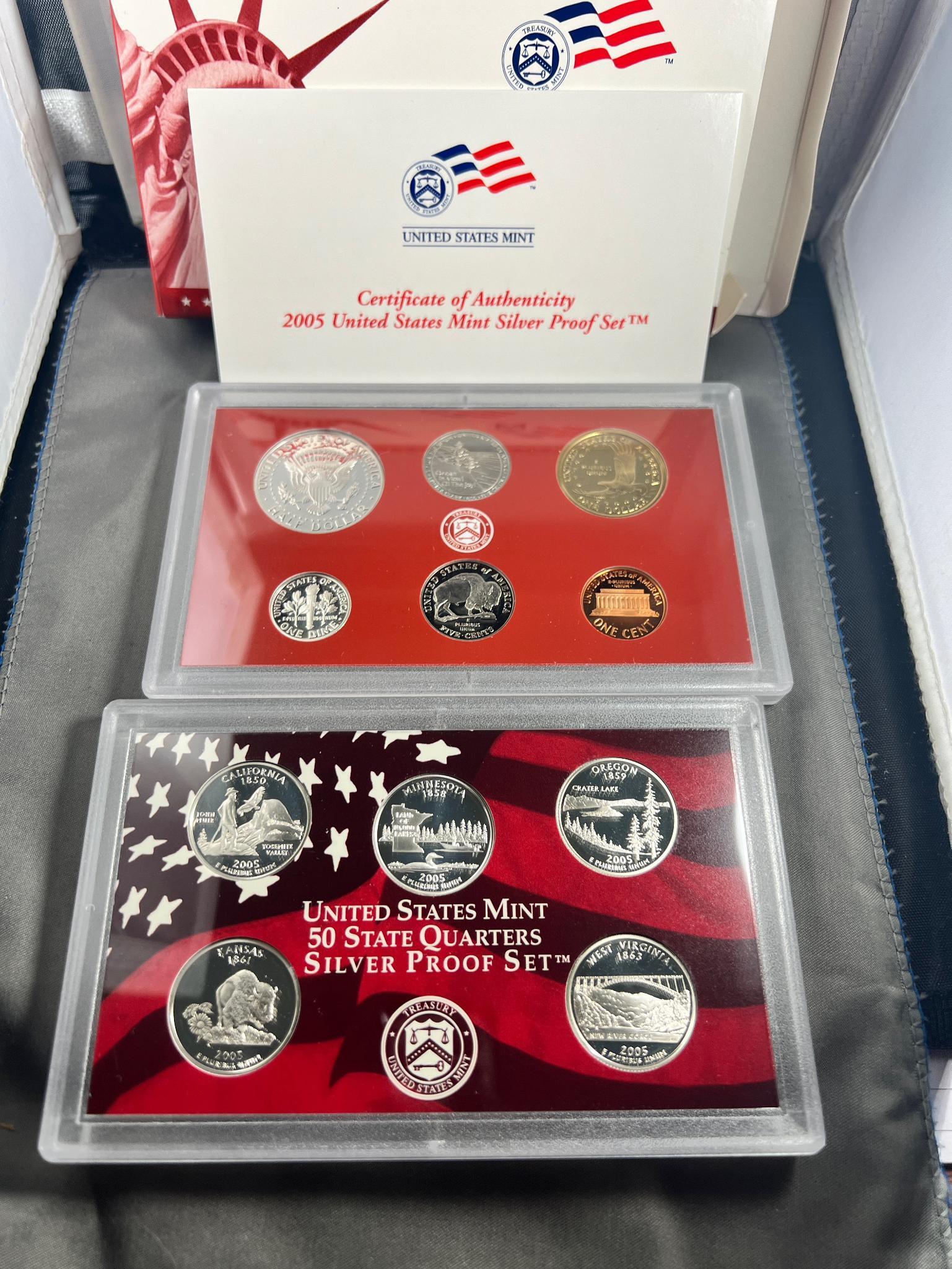 SILVER 2005-S Complete Proof Set w/ silver statehood quarters included
