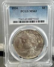 1924 Peace Dollar in PCGS MS63 holder