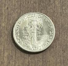1935 Mercury Dime, 90% Silver, BU