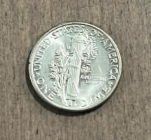 1943 Mercury Dime, 90% Silver, UNC