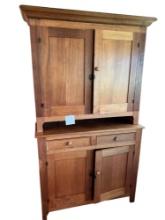 Step back Cabinet - Hand Cut Dovetail Drawers, square nails, 2 piece - Great early cabinet