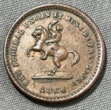 1864 Civil War Token, " The Federal Union It Must be Preserved"