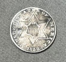 1858 3-cent Silver Coin