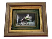 ANTIQUE FRENCH ENAMEL PAINTING ON COPPER FRAMED