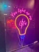 "YOU LIGHT UP MY LIFE" LIGHTBULB - LED NEON SIGN (8'X7' APPROX)