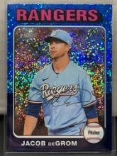 Jacob DeGrom 2024 Topps Heritage Chrome Blue Sparkle Refractor #355