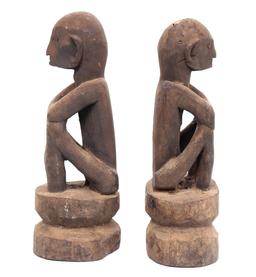 Pair of Wood Carved Philippines Rice Gods, Seated Bulul