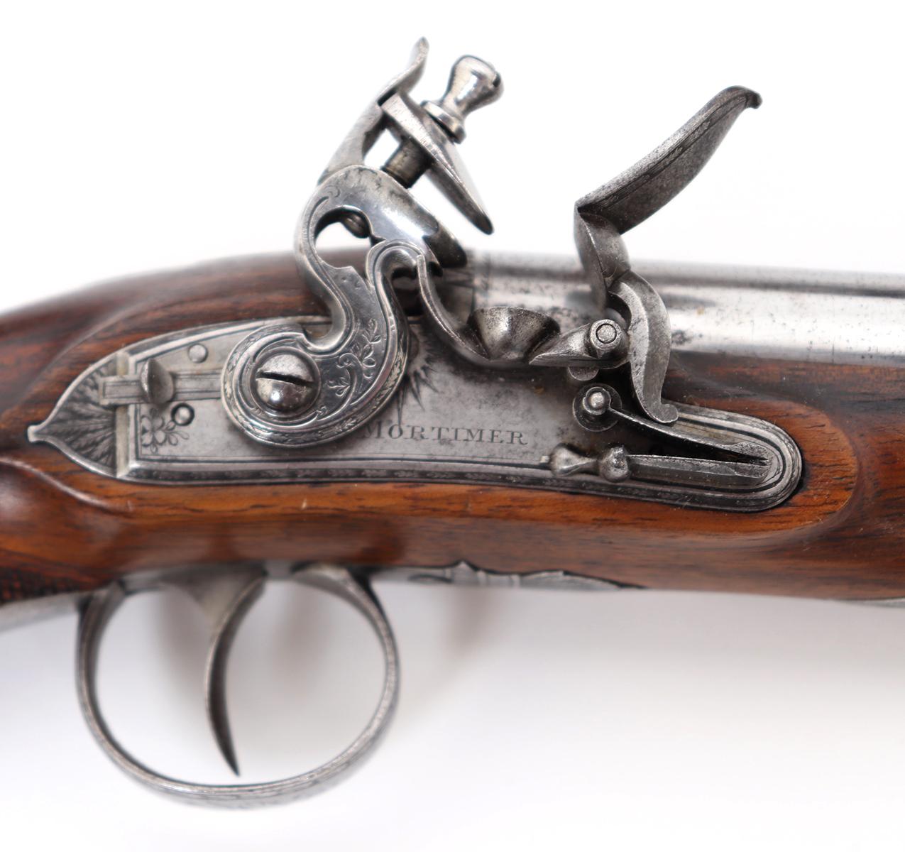Cased Brace of English Flintlock Pistols, by " Mortimer London "