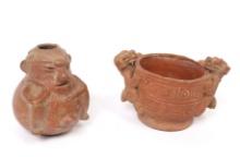 Two Costa Rican Pottery Anthropomorphic and Zoomorphic Vessels