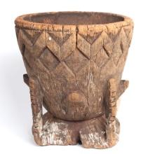 African Heavy Wooden Mortar