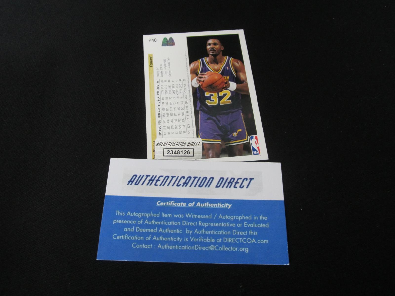 Karl Malone Signed Trading Card Direct COA