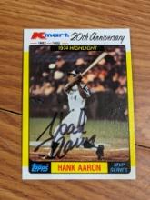 Hank Aaron autographed card w/coa
