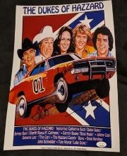Catherine Bach, John Schneider, Tom Wopat autographed 11x17 photo with JSA COA/witnessed