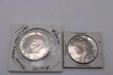 Two Kennedy Half Dollars