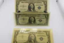 Three $1 Silver Certificates