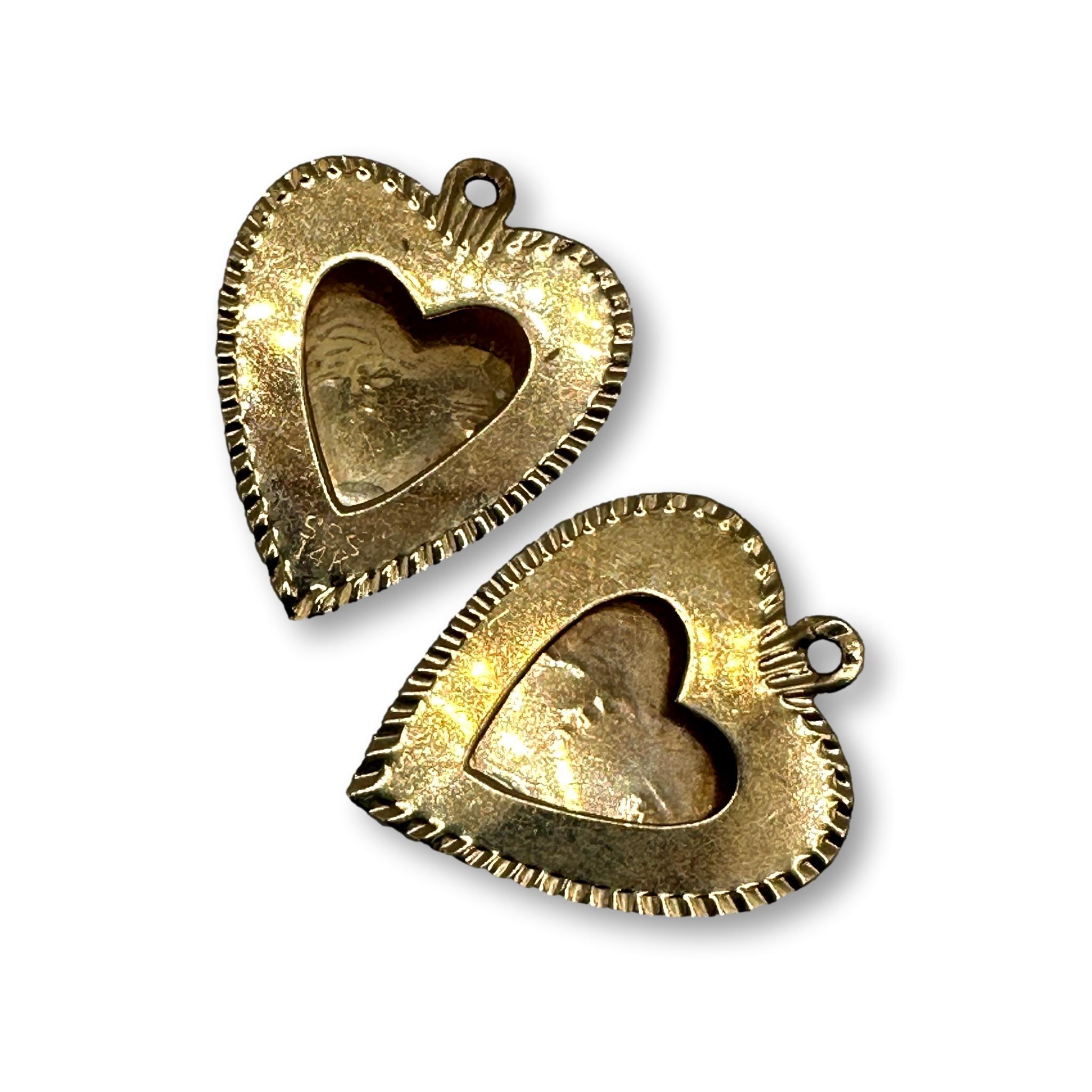 Pair of 14K Gold Boy Heart Charms