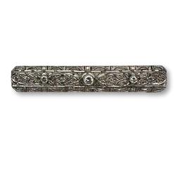 14K White Gold and Diamond Antique Bar Pin