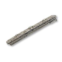 14K White Gold and Diamond Antique Bar Pin