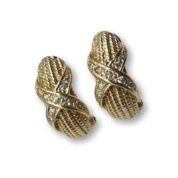 Matched Set of 14K Gold and Diamond Rope Knot Earrings and Ring