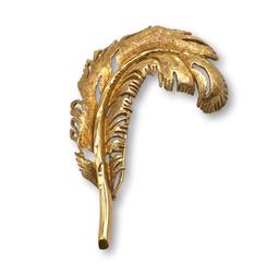 Vintage 14K Gold Feather Pin Brooch