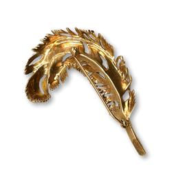 Vintage 14K Gold Feather Pin Brooch