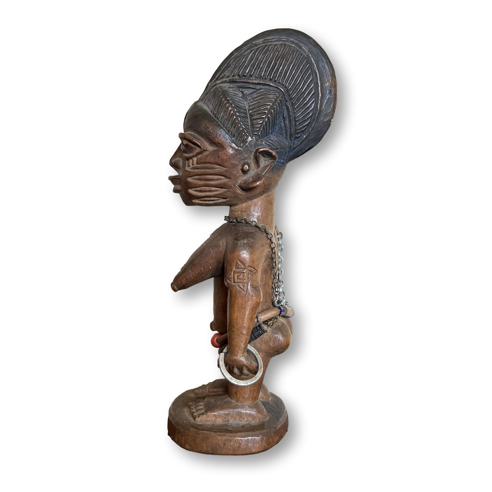 Vintage African Art Ibeji Female Carved Wood Figurine