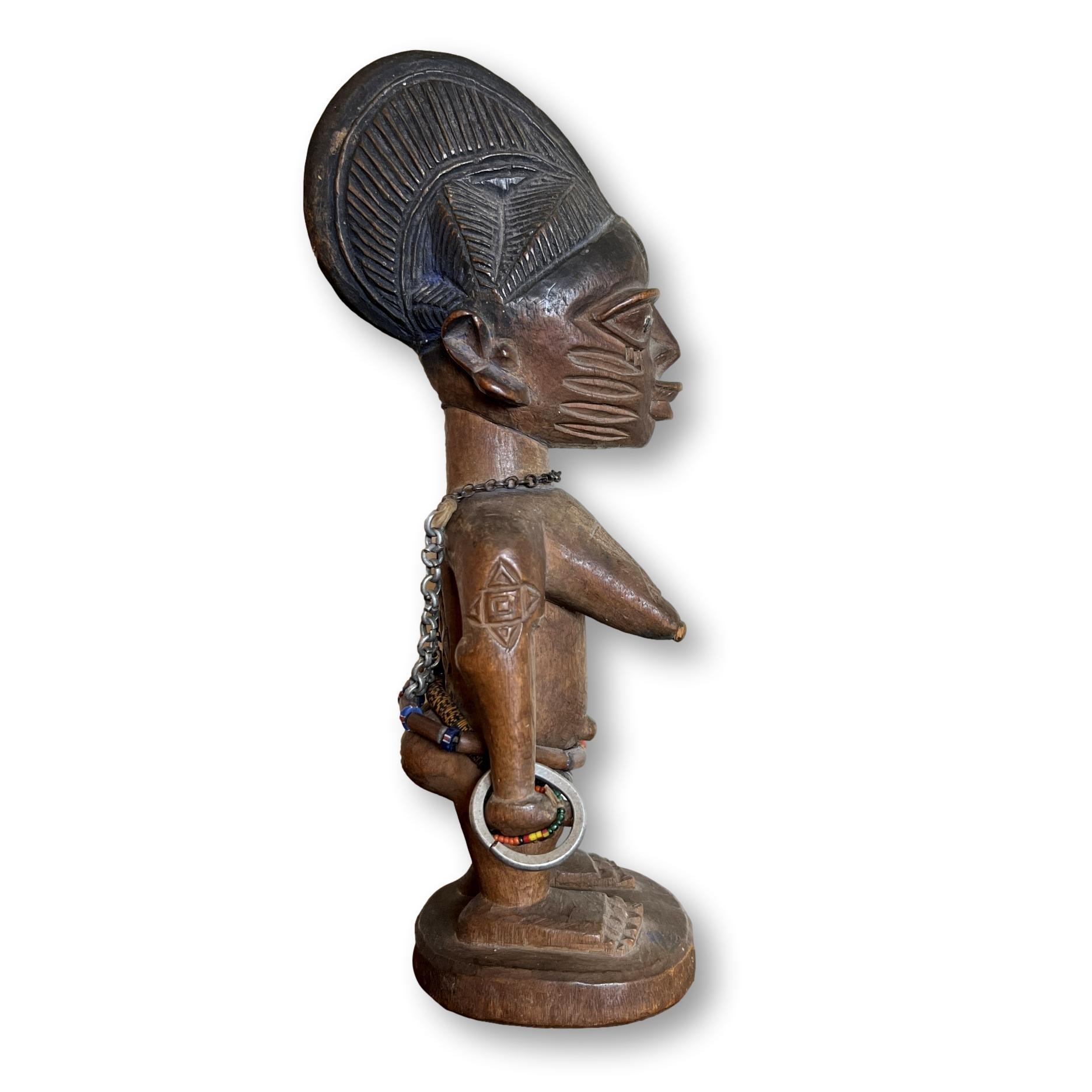 Vintage African Art Ibeji Female Carved Wood Figurine