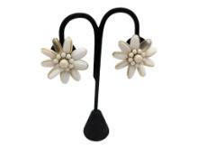 White Flower Earrings - Stamped Western Germany