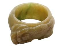 Vintage Carved Ring - size 10.5 -jade?