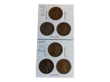 Lot of 6 Lincoln Wheat Pennies 1935-1946